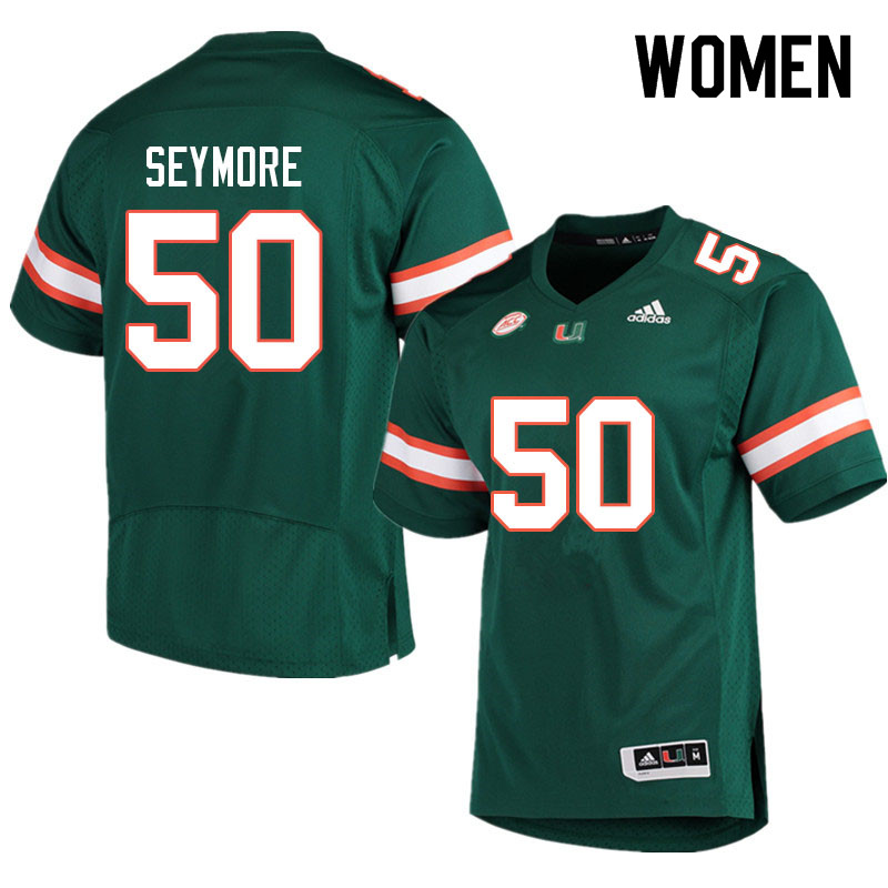 Women #50 Laurance Seymore Miami Hurricanes College Football Jerseys Sale-Green